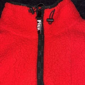 PINK VICTORIAS SECRET SHERPA HOODIE JACKET SIZE XS